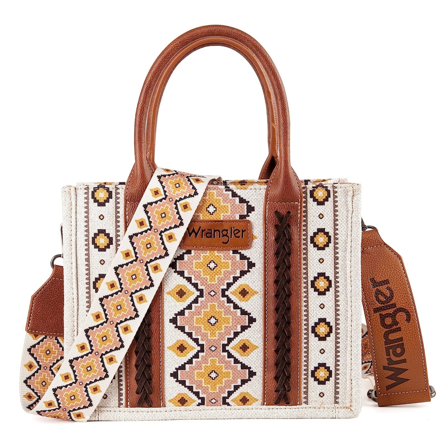 Wrangler Southwestern Print Canvas Tote/Crossbody - Coffee